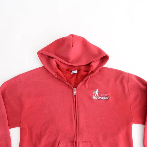 Vintage 90's Russell Athletic Zip Up Hooded Red Sweater  XXL Made In U.S.A. - Picture 12 of 12